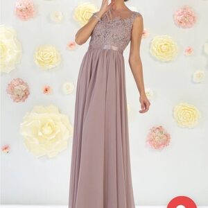 May Queen Pink Embellished Sleeveless Maxi Dress for Prom